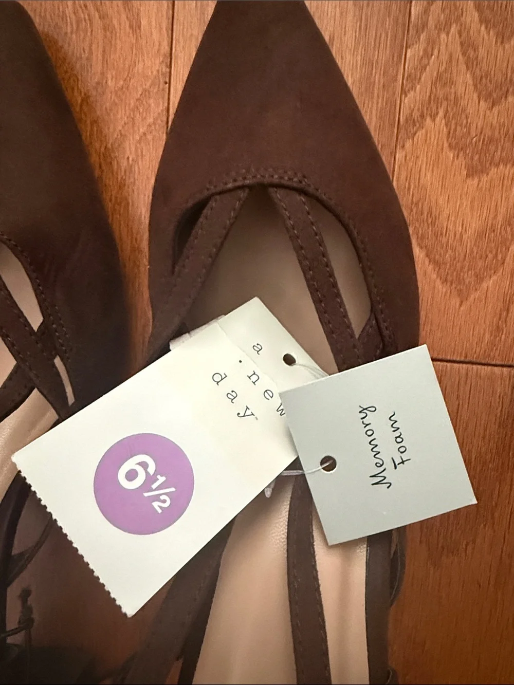 a new day Veera Brown Suede Pointed Slingback Heels 6.5 NWT